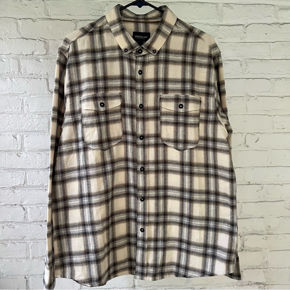 JEREMIAH American Legacy Cream, Taupe, Gray and Black Checkered Shirt